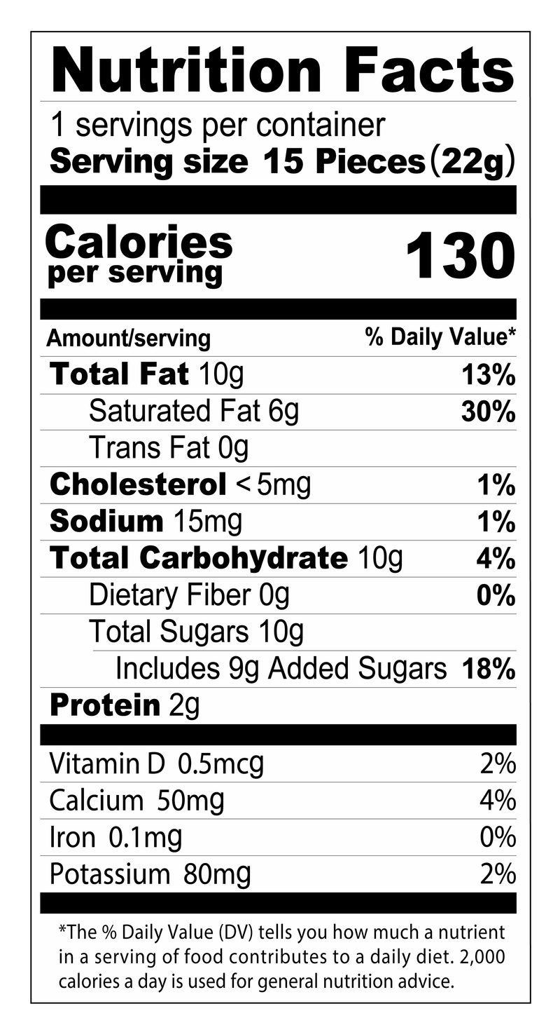 ARIGATO CHOCOLATES Nutrition Facts