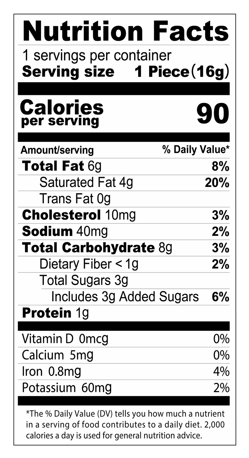 BITTER CHOCOLATE HIRO-BIRO Nutrition Facts