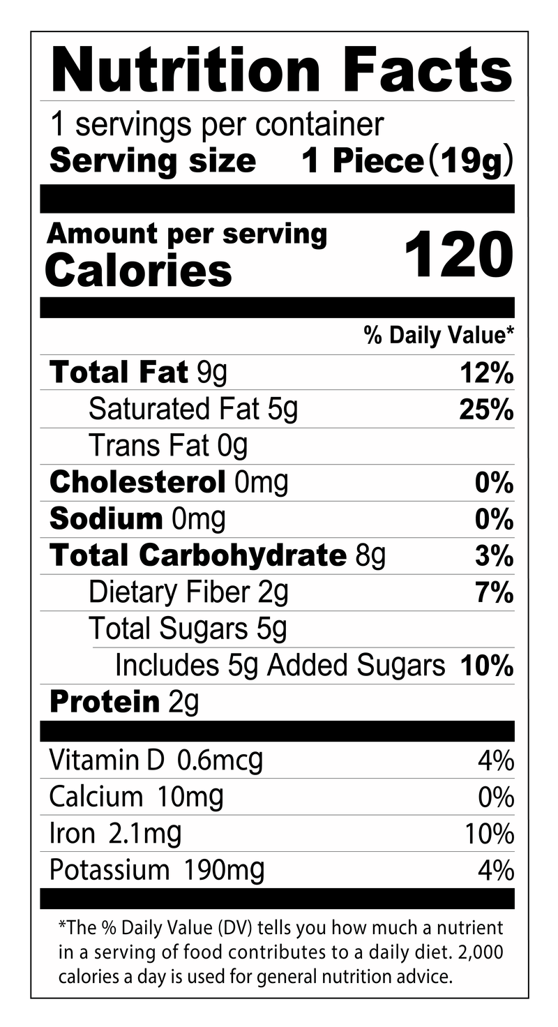 BITTER SWEET CHOCOLATE SQUARE Nutrition Facts