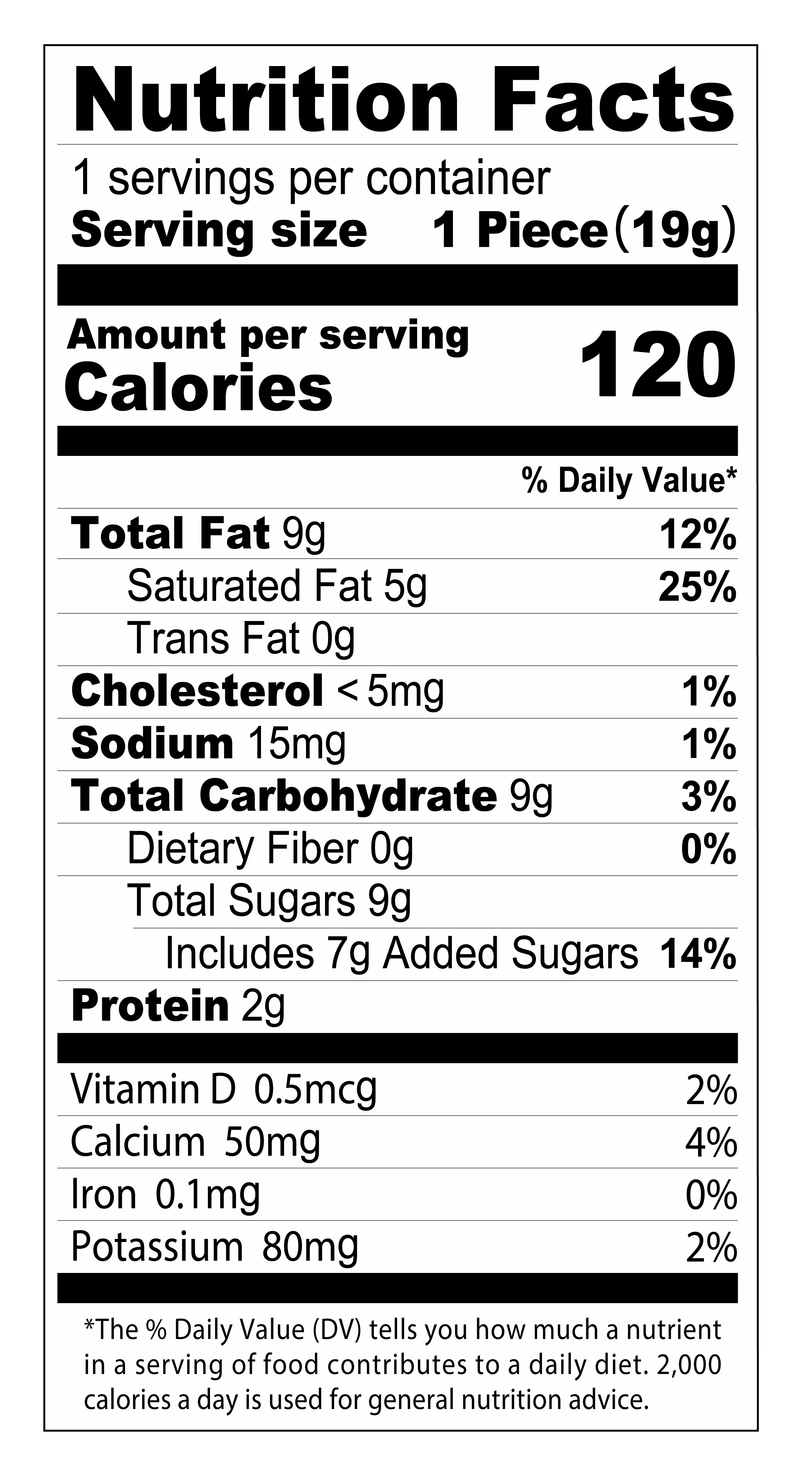 MATCHA WHITE CHOCOLATE SQUARE Nutrition Facts