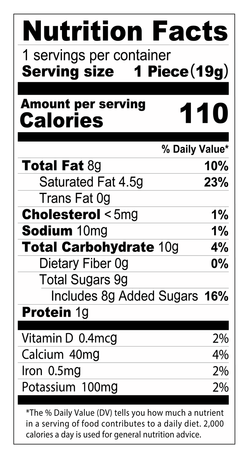 MILK CHOCOLATE SQUARE Nutrition Facts