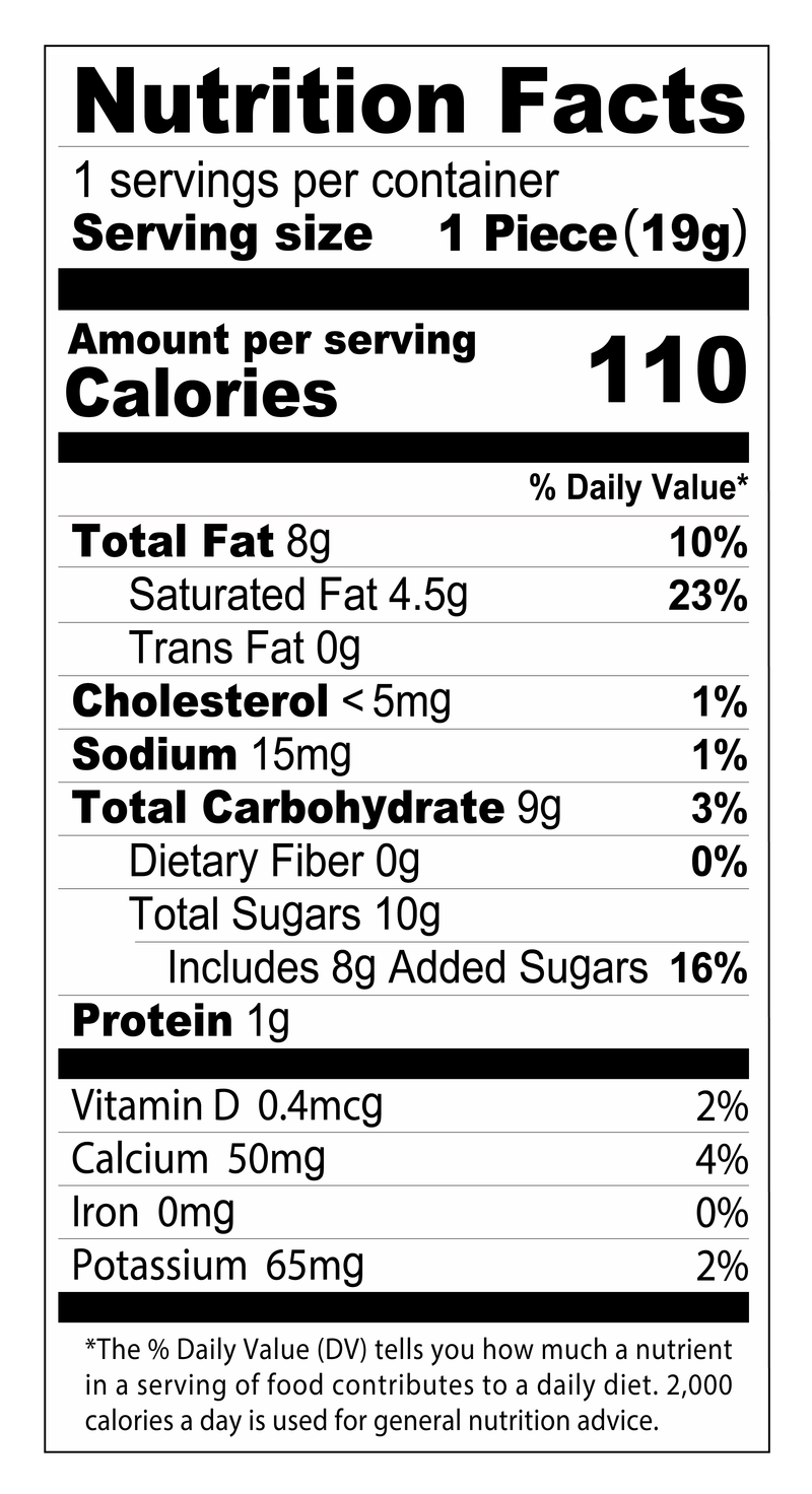 WHITE CHOCOLATE SQUARE Nutrition Facts