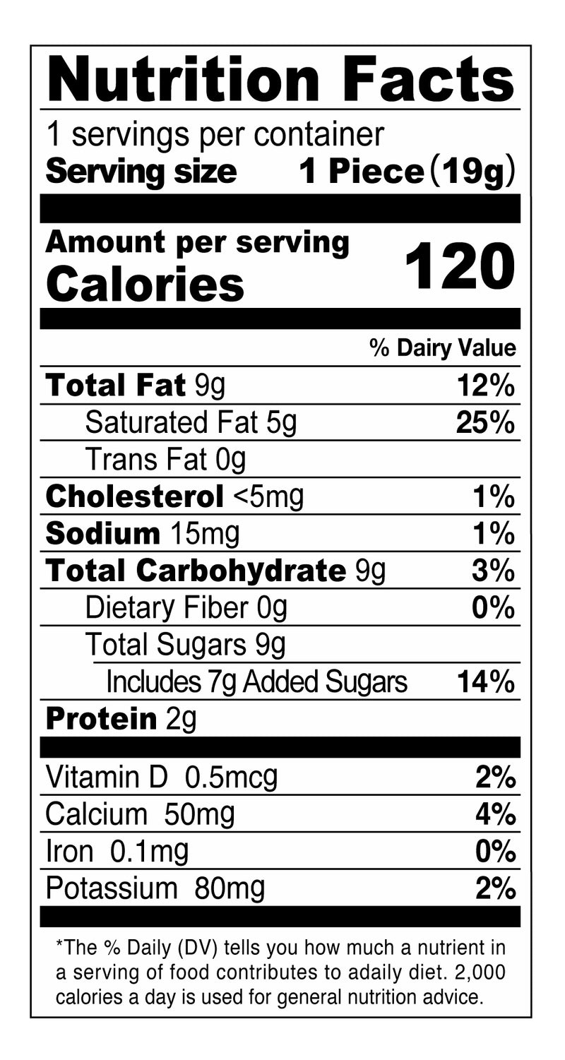 MATCHA WHITE CHOCOLATE SQUARE Nutrition Facts