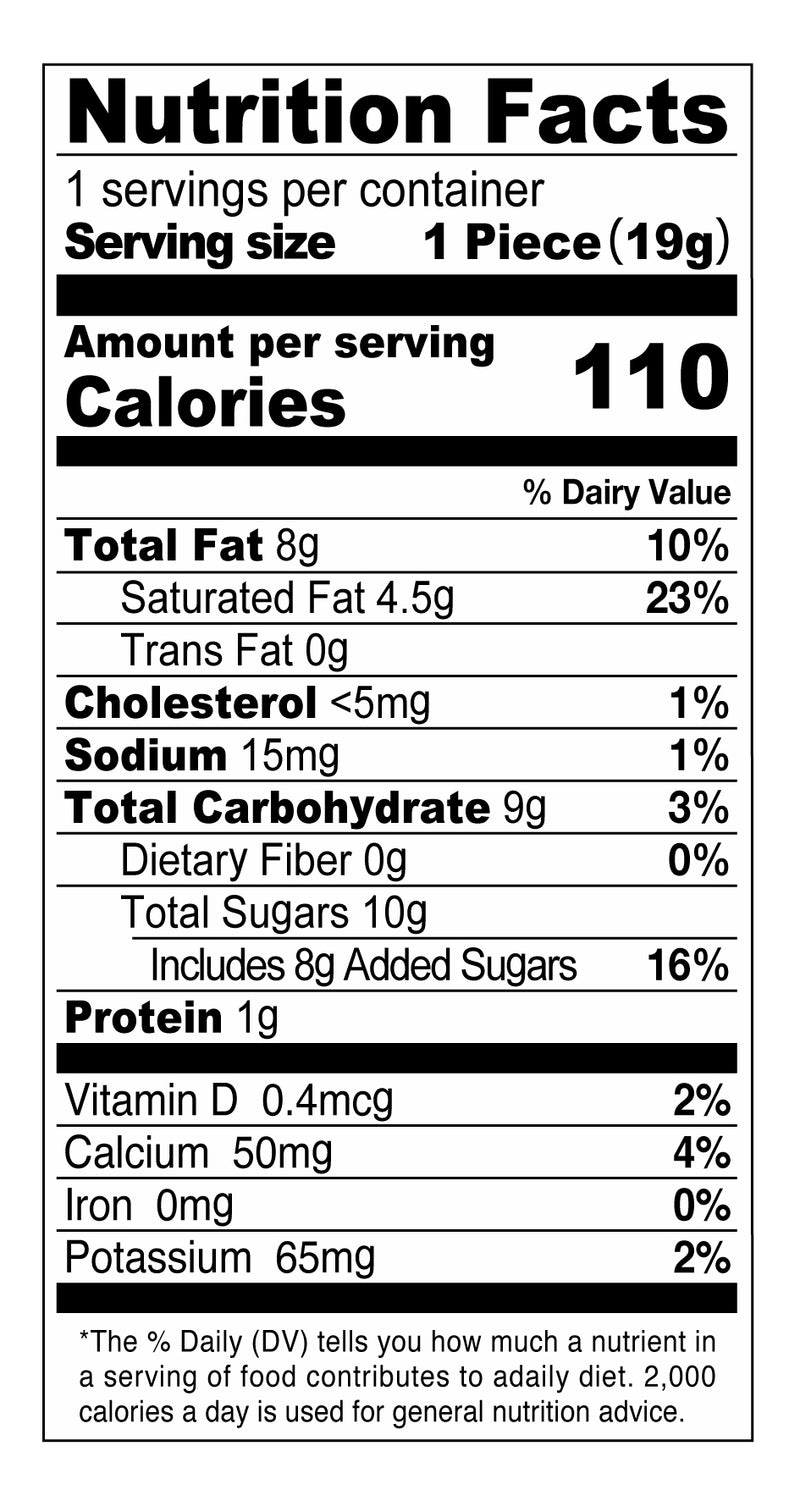 WHITE CHOCOLATE SQUARE Nutrition Facts