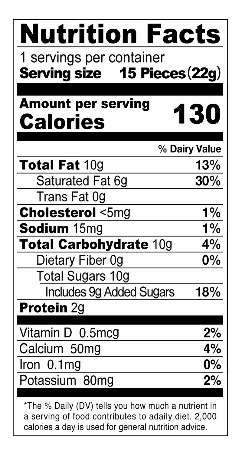 ARIGATO CHOCOLATES Nutrition Facts