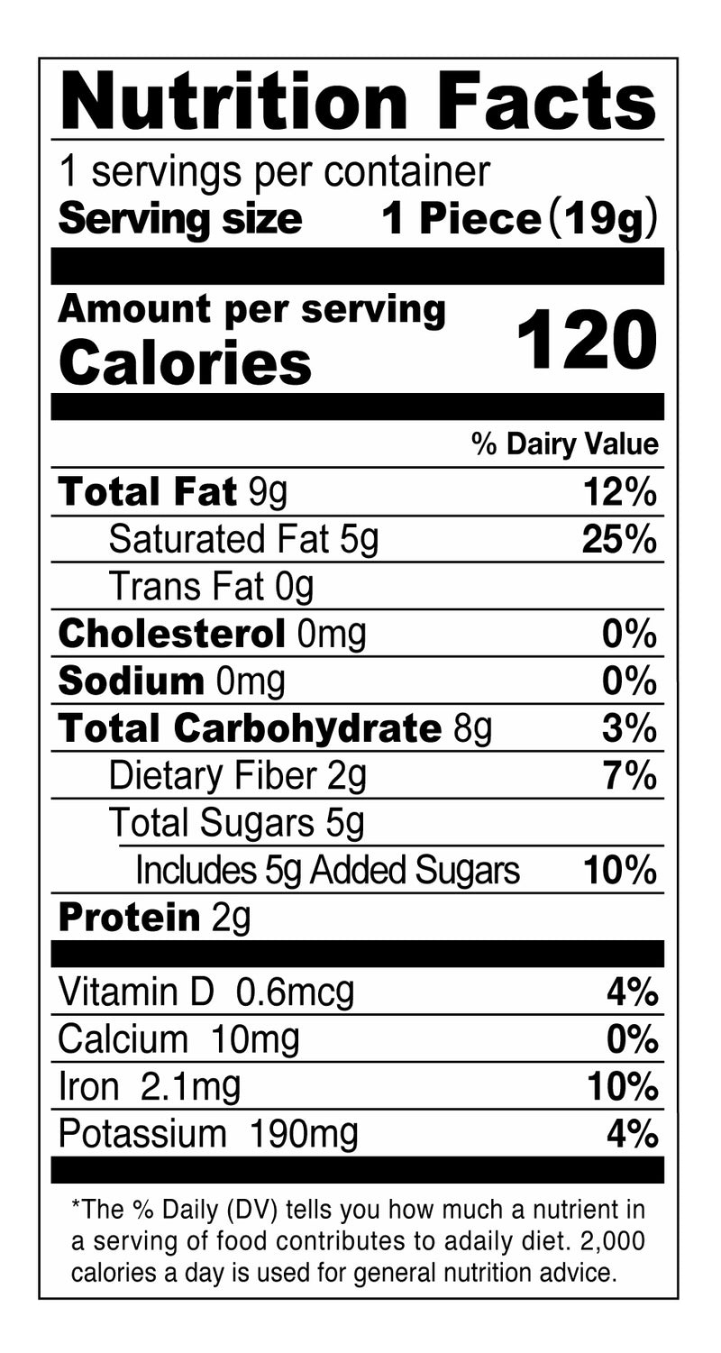 BITTER SWEET CHOCOLATE SQUARE Nutrition Facts