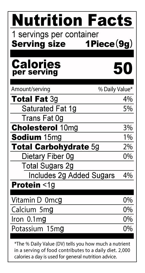 MARUSEI BUTTER COOKIES Nutrition Facts